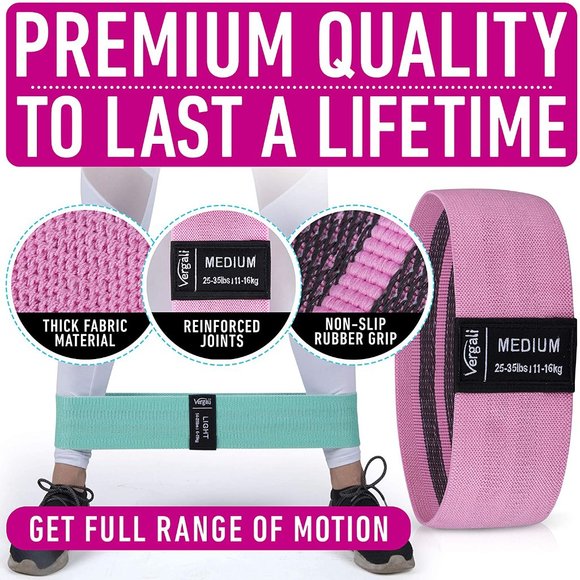 Vergali Fabric Booty Bands for Women Butt and Legs. Set of 4 Non Slip Cloth - Picture 4 of 9